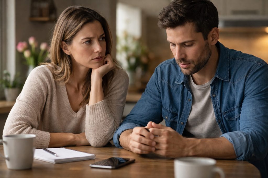 Husband and Wife discuss opening up their marriage.